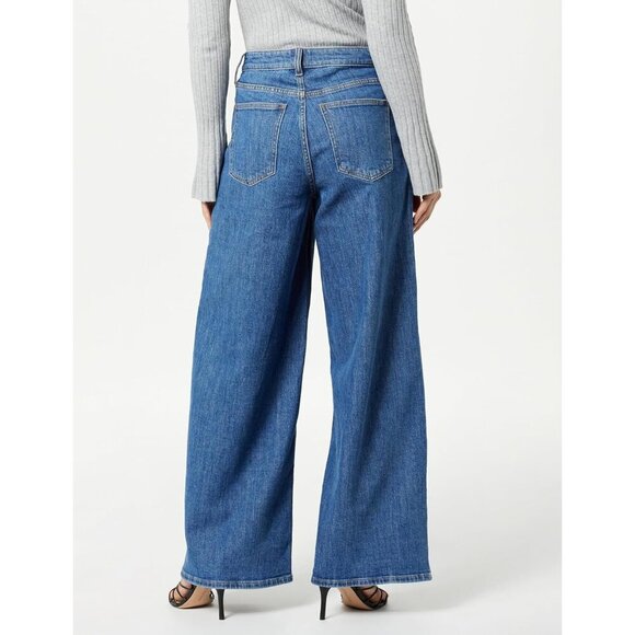 Women's Relaxed Fit Jeans Cotton Blend Wide Leg 26 Medium Indigo - Picture 2 of 7